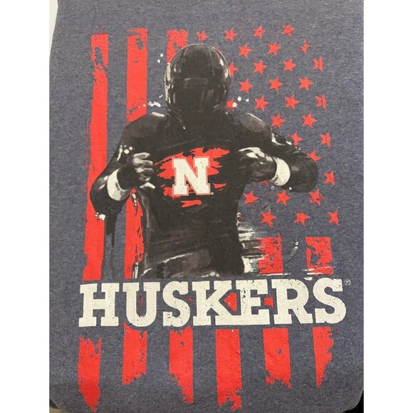 NEBRASKA CORNHUSKERS Gray T-Shirt Football Men's 2XL 50% Cotton 50% Polyester - Picture 3 of 6